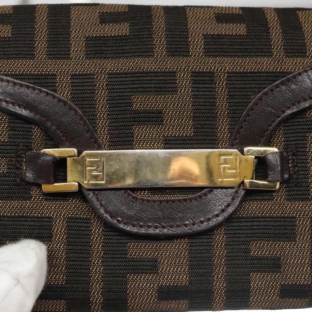 FENDI Zucca Canvas Wallet Black Brown yk16013