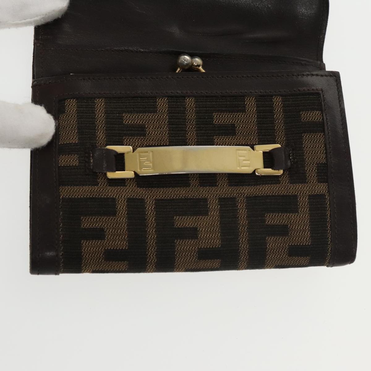 FENDI Zucca Canvas Wallet Black Brown yk16013