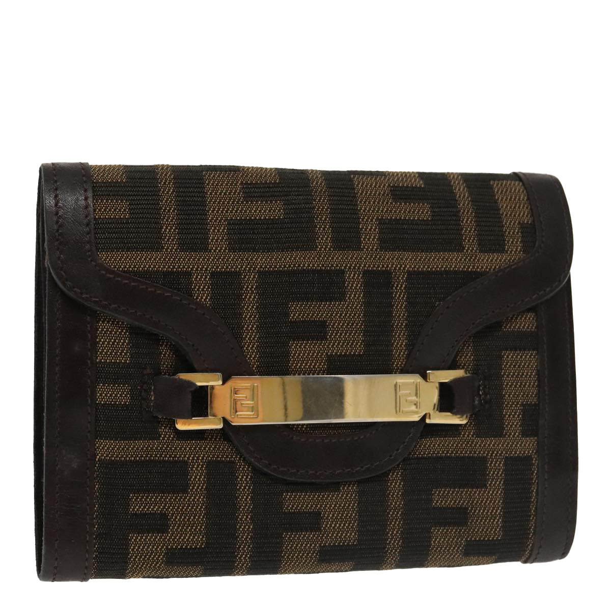 FENDI Zucca Canvas Wallet Black Brown yk16013
