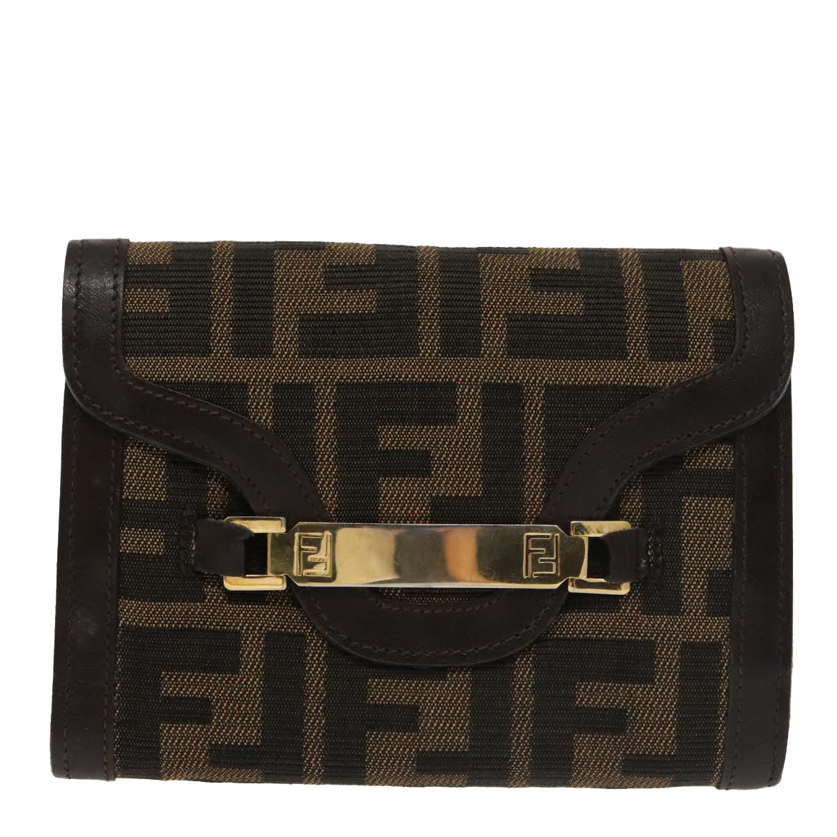 FENDI Zucca Canvas Wallet Black Brown yk16013