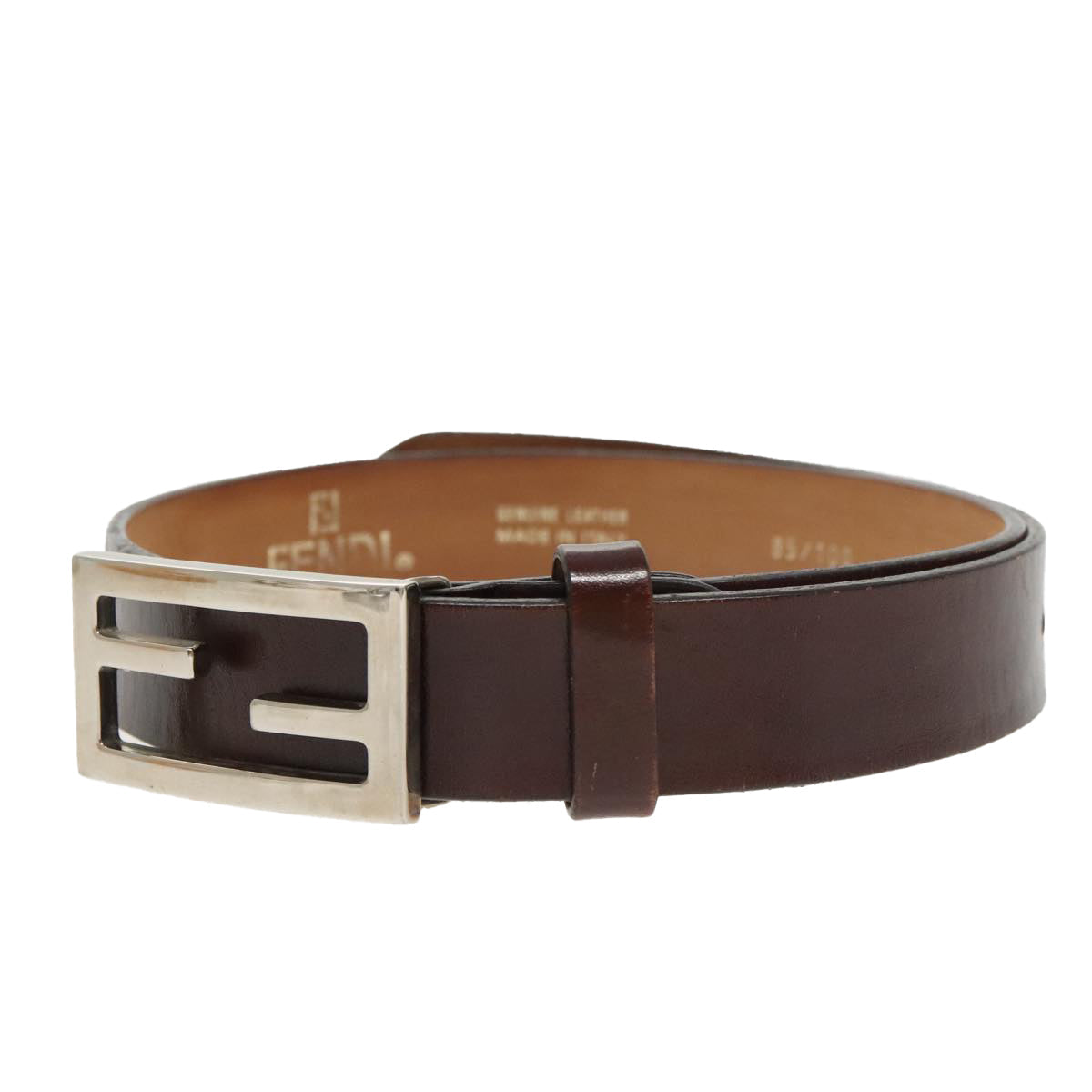 FENDI Belt Leather 31.9"" Brown yk16060