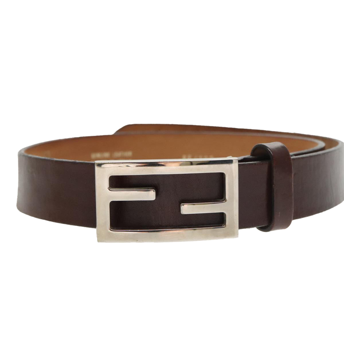 FENDI Belt Leather 31.9"" Brown yk16060