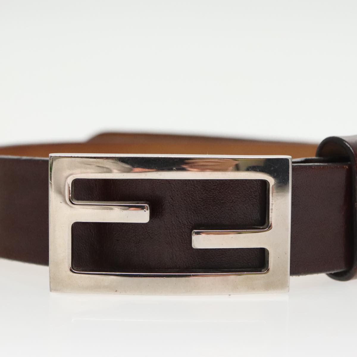 FENDI Belt Leather 31.9"" Brown yk16060