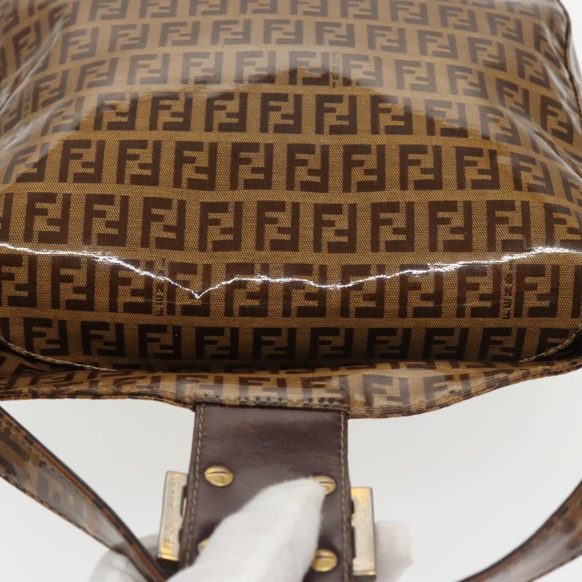 FENDI Zucchino Canvas Mamma Baguette Shoulder Bag Enamel Beige yk16064