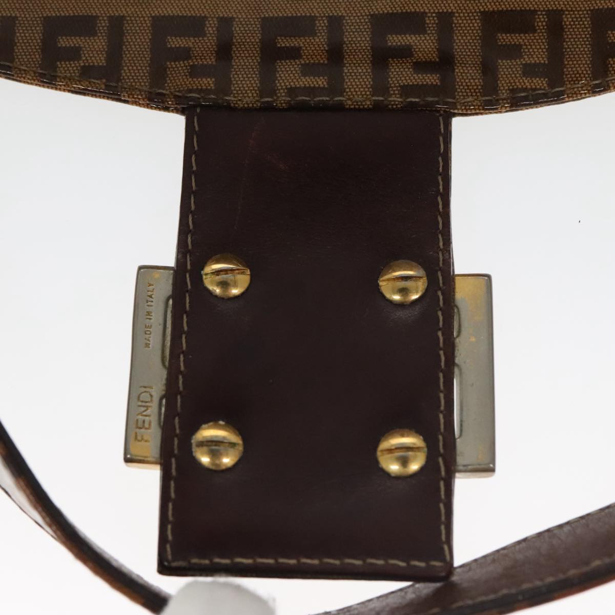 FENDI Zucchino Canvas Mamma Baguette Shoulder Bag Enamel Beige yk16064