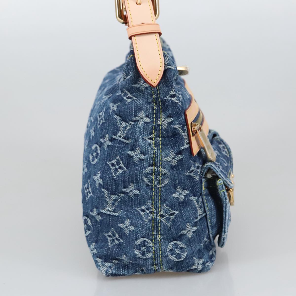 LOUIS VUITTON Monogram denim Buggy PM Shoulder Bag Blue M95049 LV yk16138S