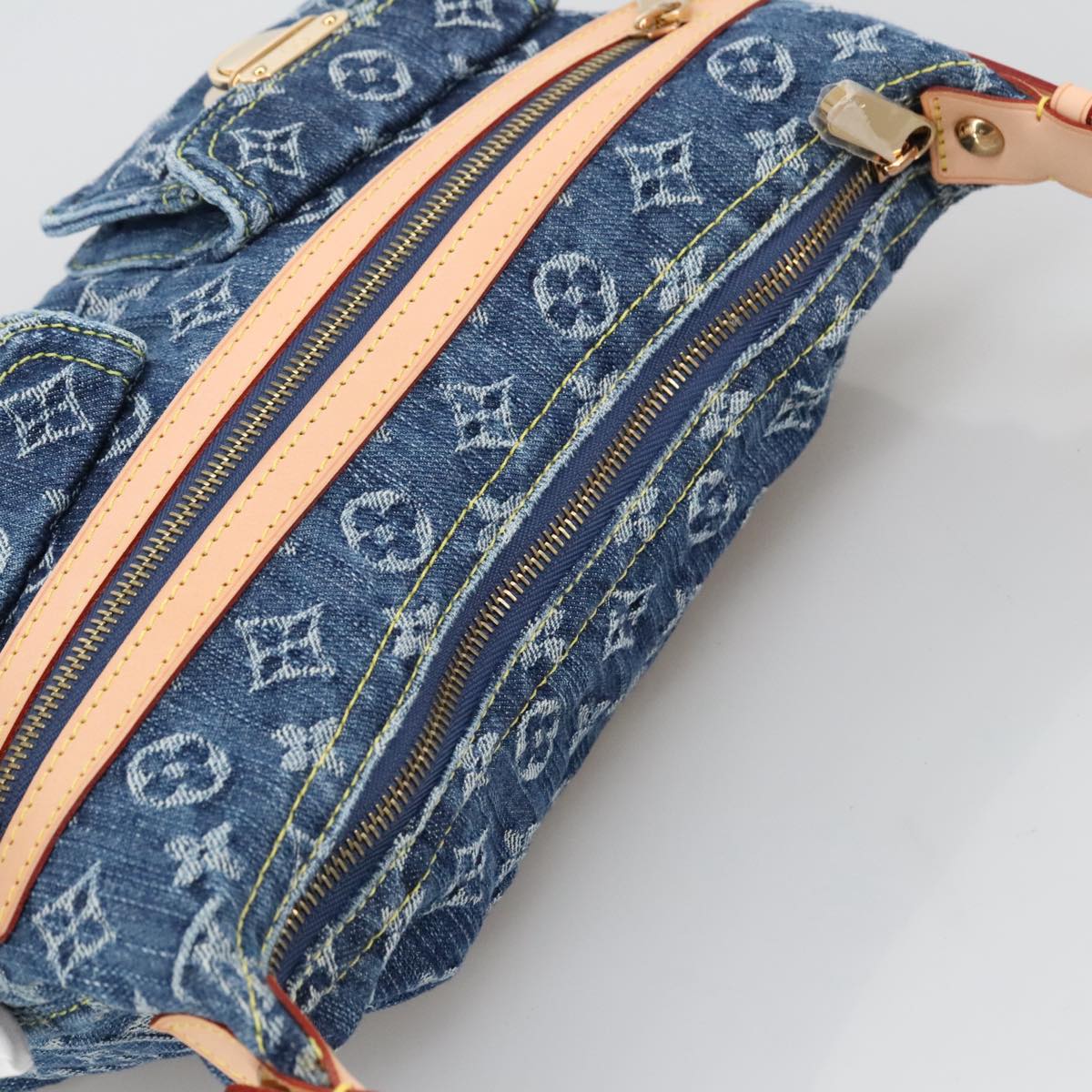 LOUIS VUITTON Monogram denim Buggy PM Shoulder Bag Blue M95049 LV yk16138S