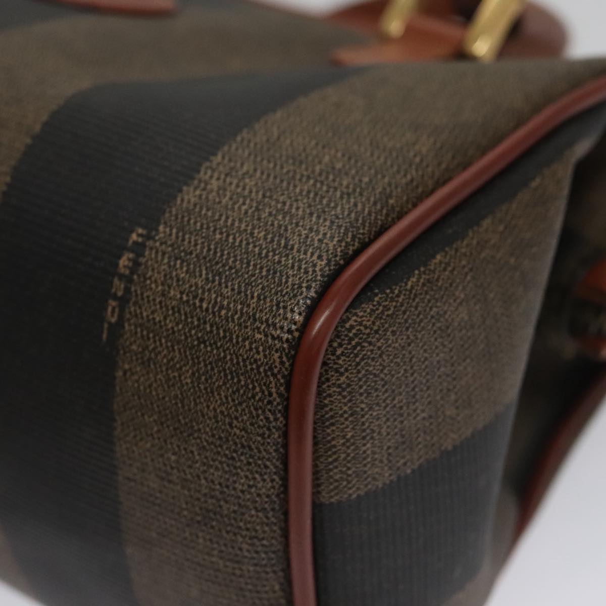 FENDI Pecan Canvas Mini Hand Bag Brown Black yk16320