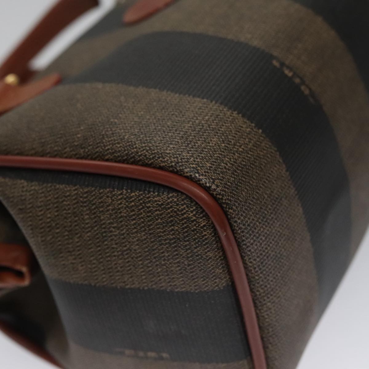 FENDI Pecan Canvas Mini Hand Bag Brown Black yk16320