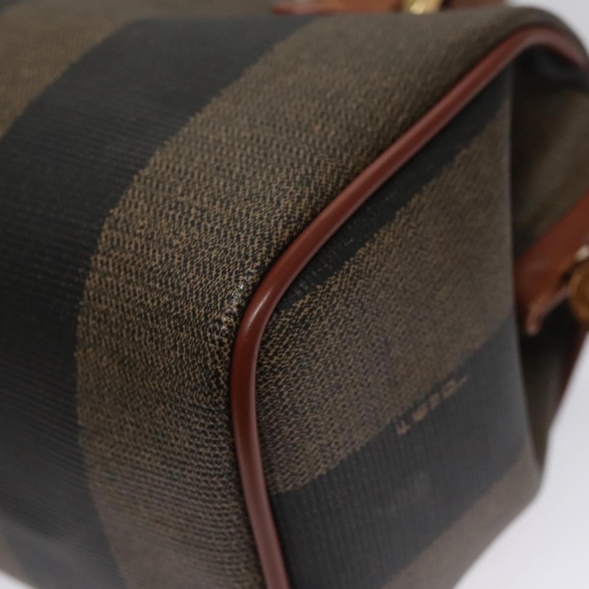 FENDI Pecan Canvas Mini Hand Bag Brown Black yk16320