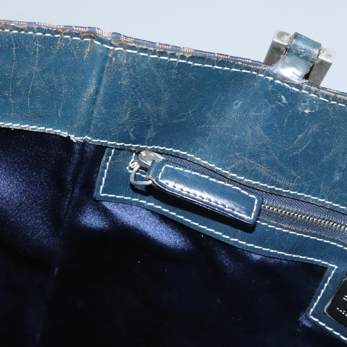 FENDI Zucchino Canvas Tote Bag Navy yk16382