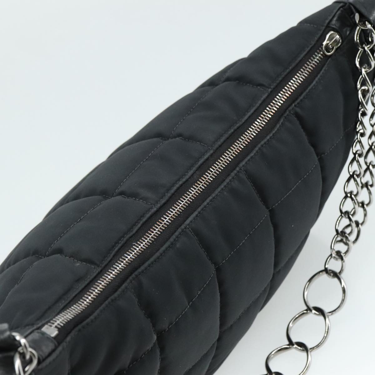 CHANEL Choco Bar Chain Shoulder Bag Nylon Black CC yk16437