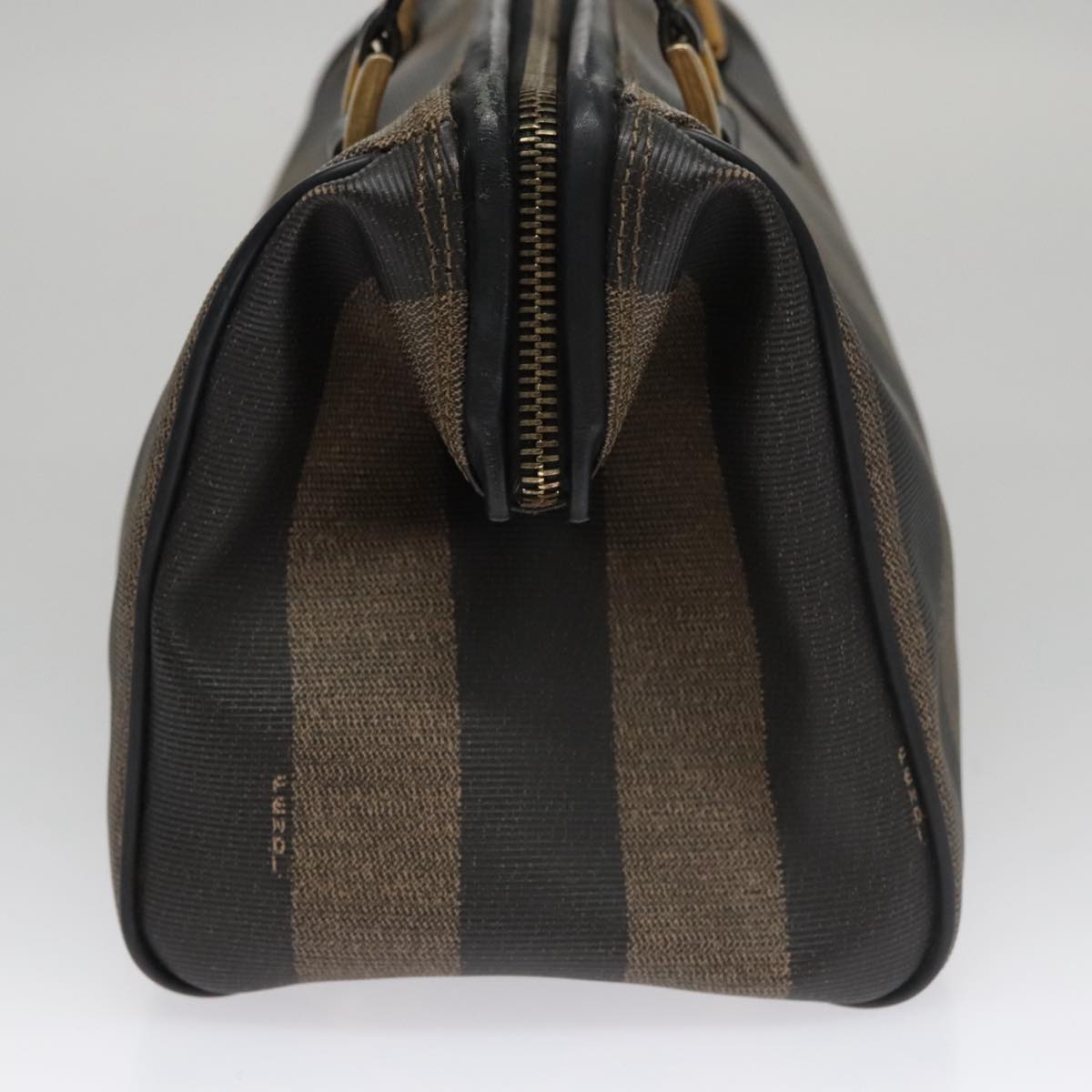 FENDI Pecan Canvas Hand Bag Brown Black yk16568