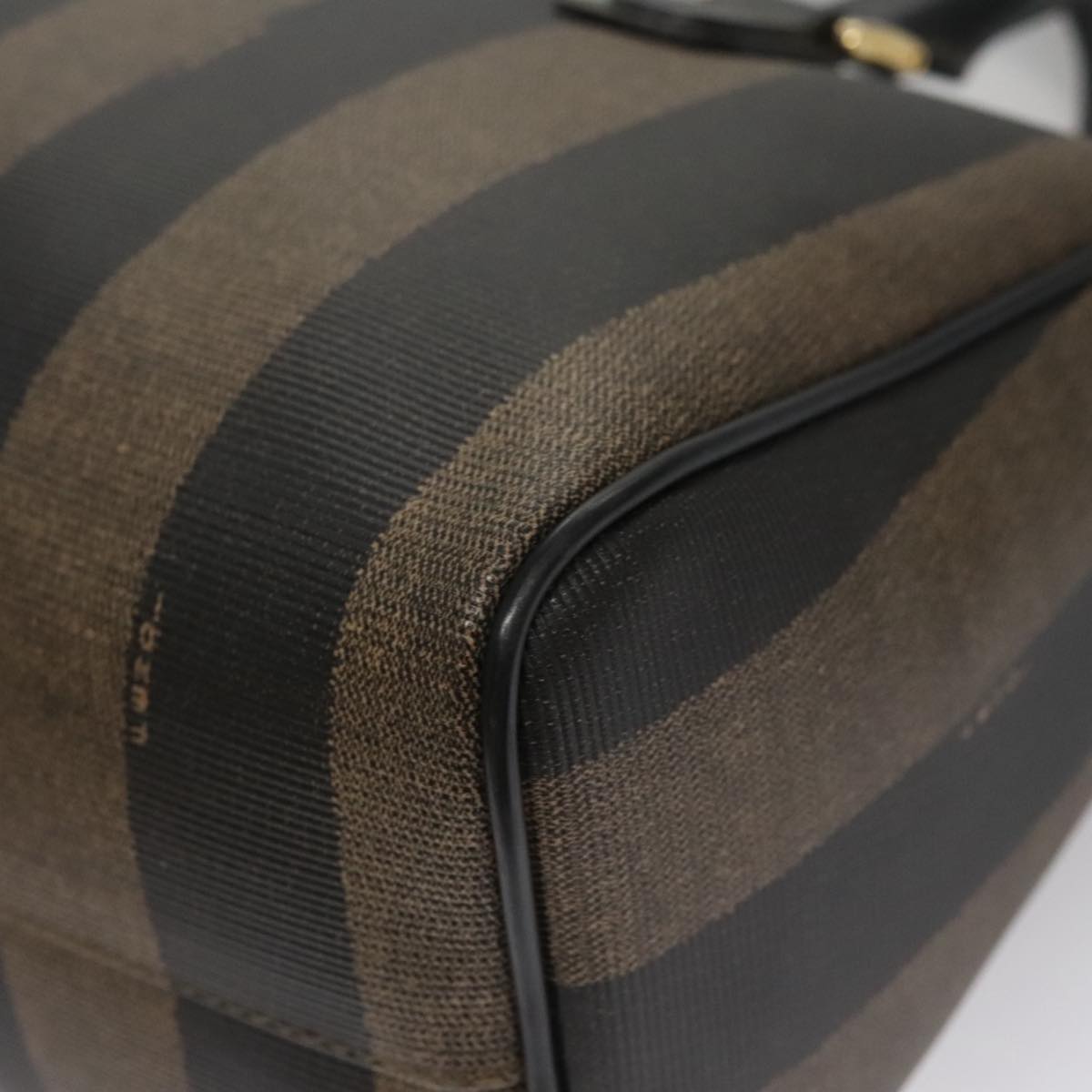 FENDI Pecan Canvas Hand Bag Brown Black yk16619