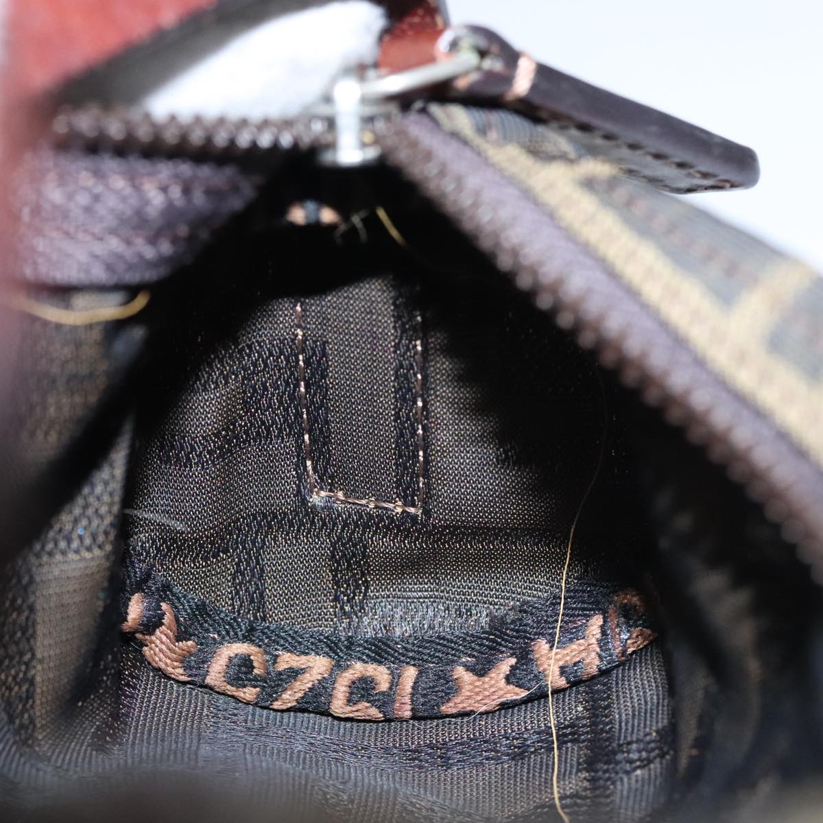 FENDI Zucca Canvas Hand Bag Brown Black yk16671