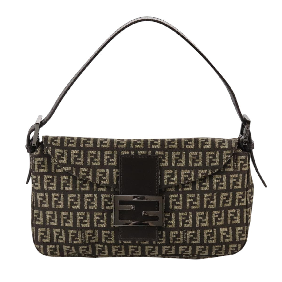 FENDI Zucchino Canvas Mamma Baguette Shoulder Bag Brown yk16842A