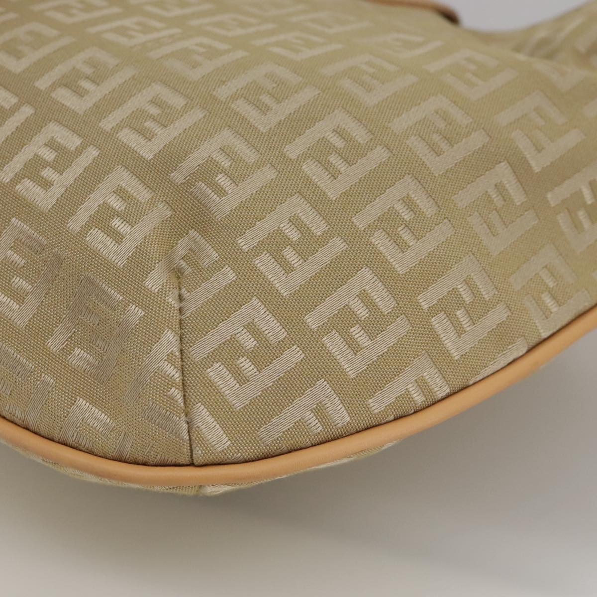 FENDI Zucchino Canvas Shoulder Bag Beige yk16869