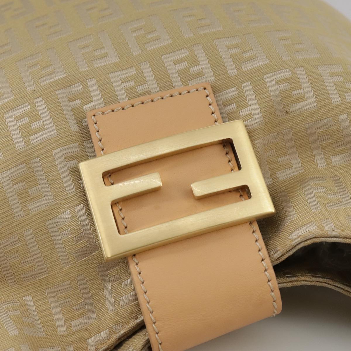 FENDI Zucchino Canvas Shoulder Bag Beige yk16869