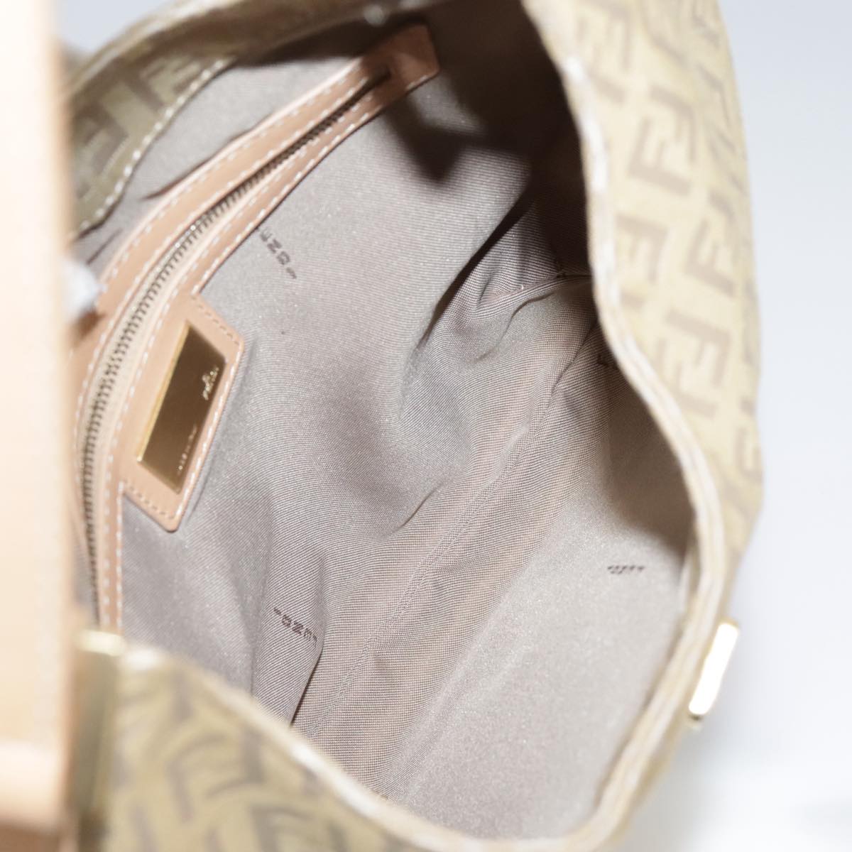 FENDI Zucchino Canvas Shoulder Bag Beige yk16869