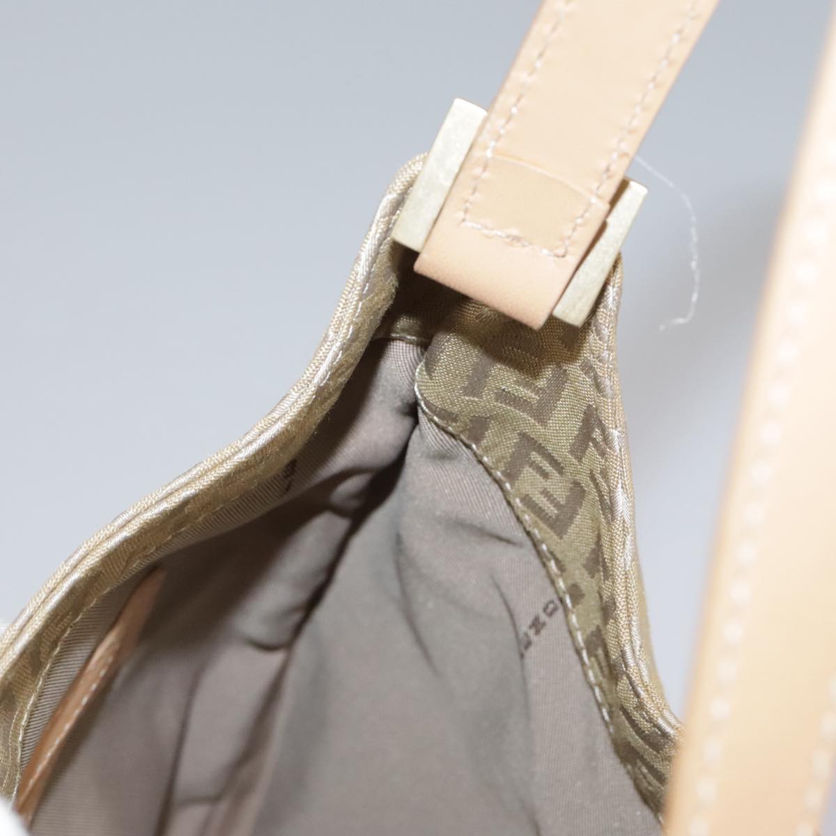 FENDI Zucchino Canvas Shoulder Bag Beige yk16869