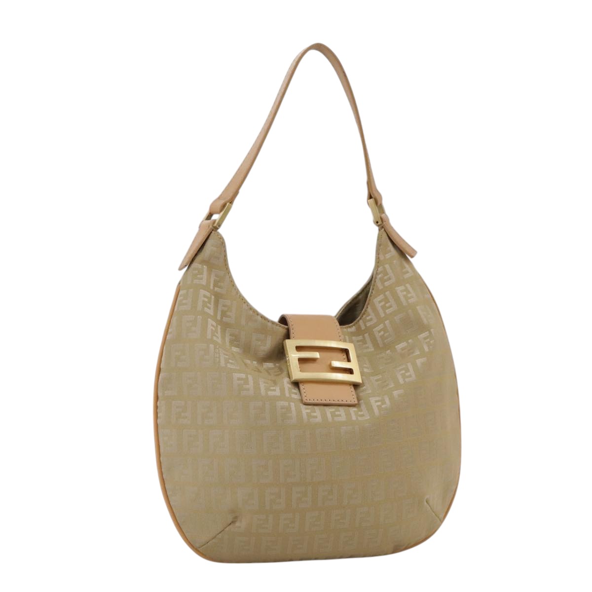 FENDI Zucchino Canvas Shoulder Bag Beige yk16869