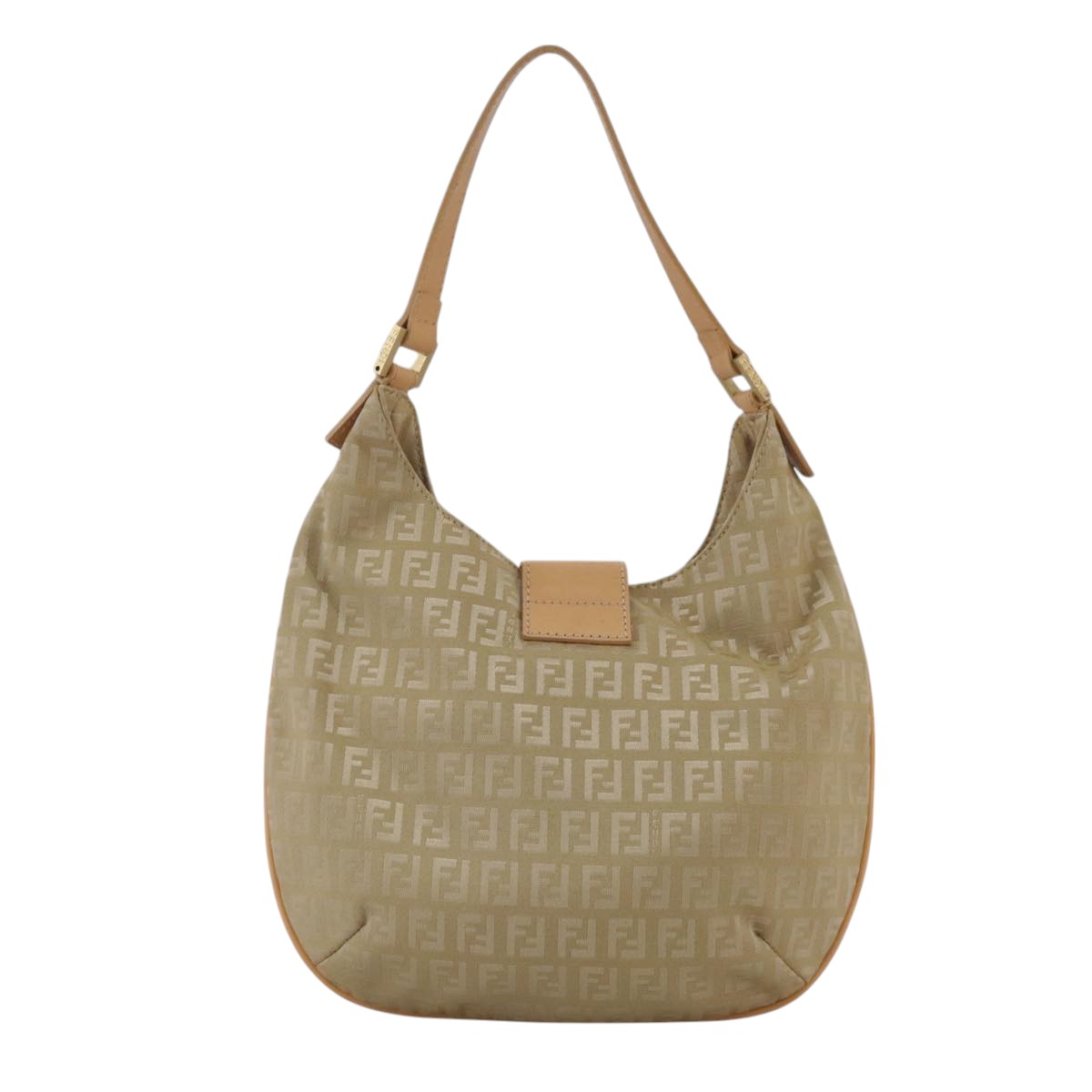 FENDI Zucchino Canvas Shoulder Bag Beige yk16869