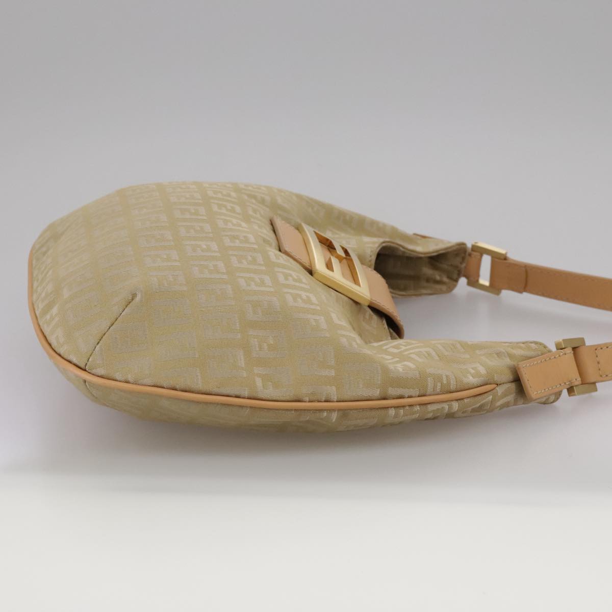 FENDI Zucchino Canvas Shoulder Bag Beige yk16869