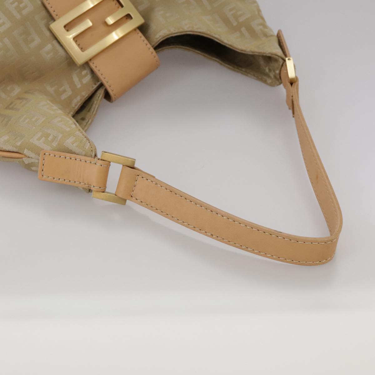 FENDI Zucchino Canvas Shoulder Bag Beige yk16869