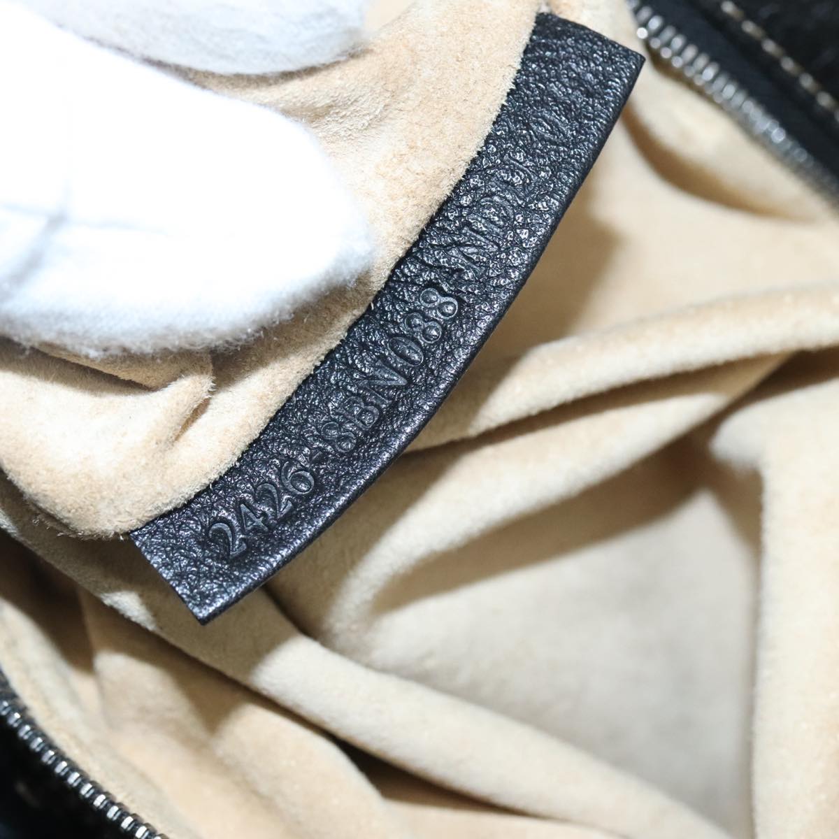 FENDI Celeria Hand Bag Leather Black Silver yk16876