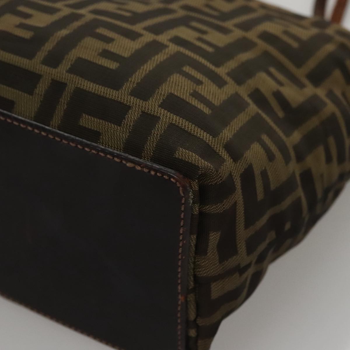 FENDI Zucca Canvas Hand Bag Brown Black yk16907
