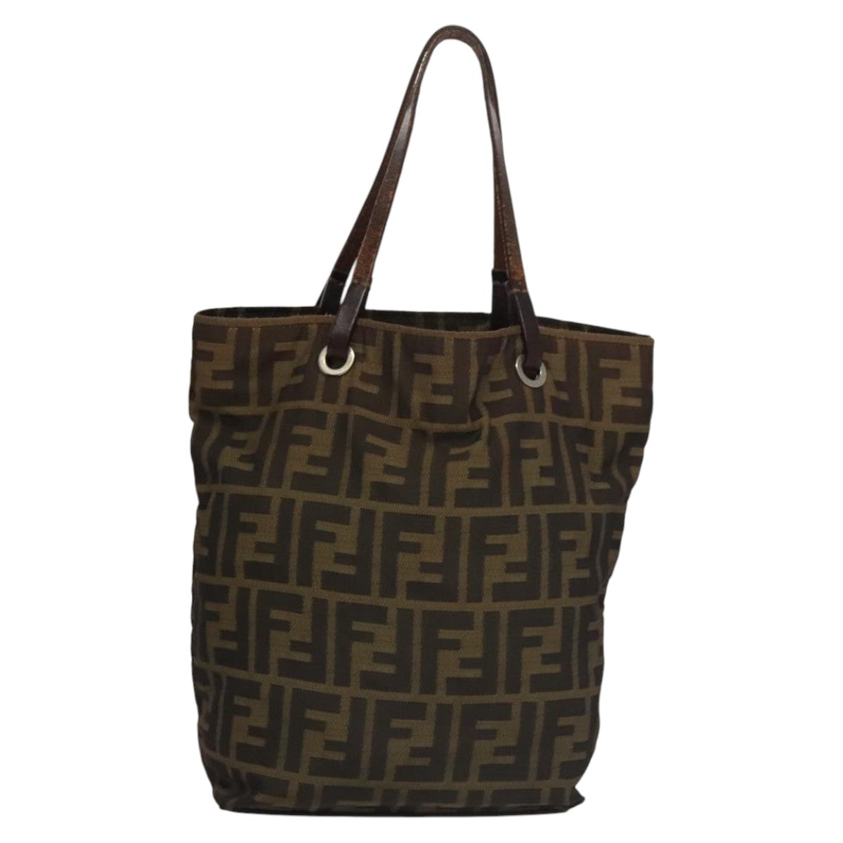 FENDI Zucca Canvas Hand Bag Brown Black yk16907