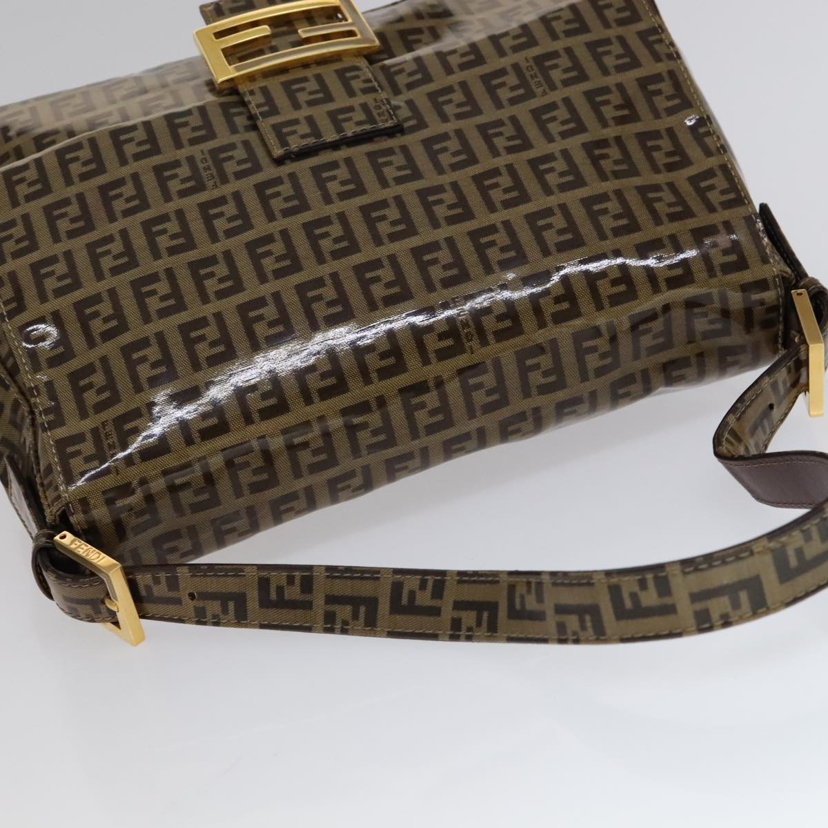 FENDI Zucchino Canvas Mamma Baguette Shoulder Bag Beige yk17049A