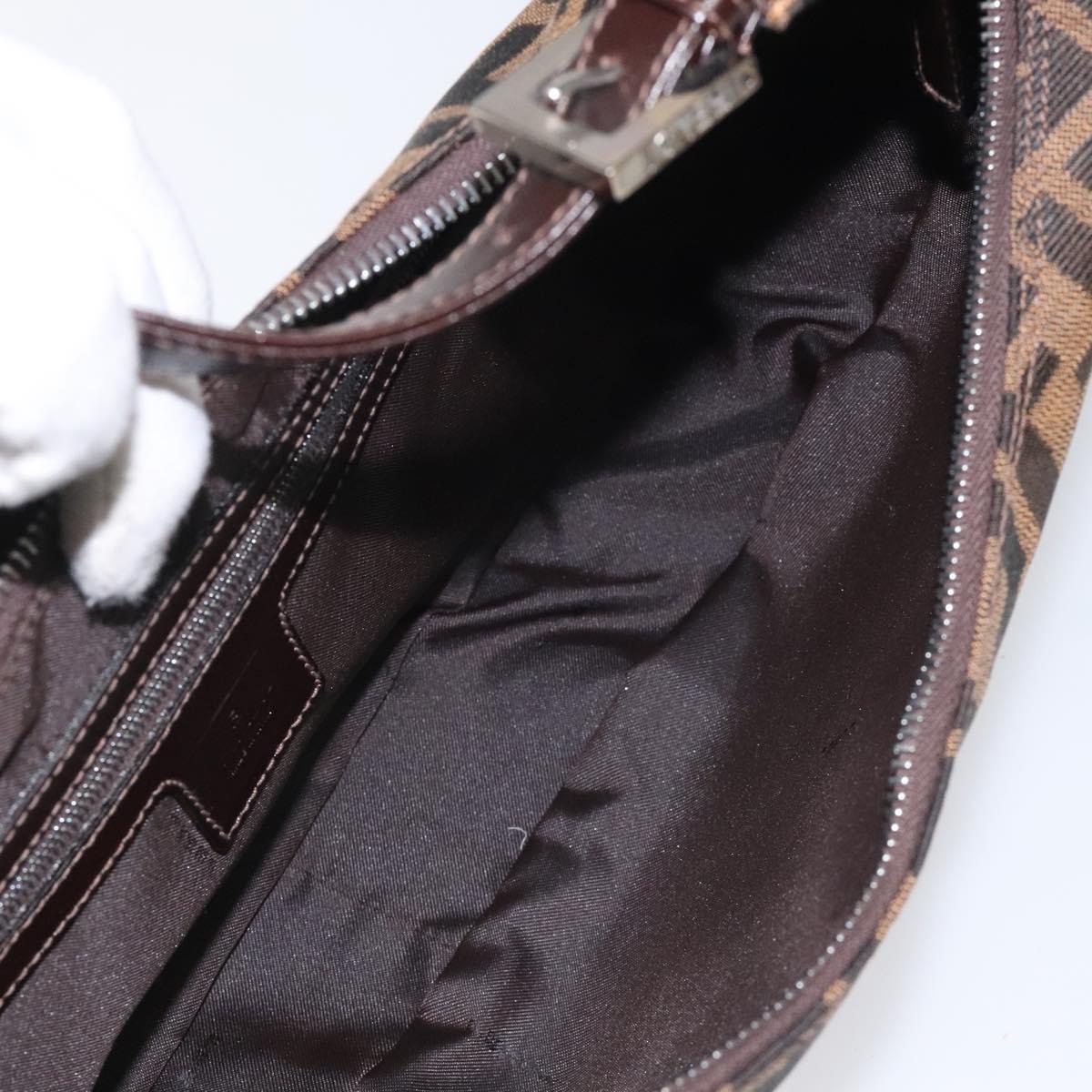 FENDI Zucca Canvas Croissant Shoulder Bag Black Brown yk17081A