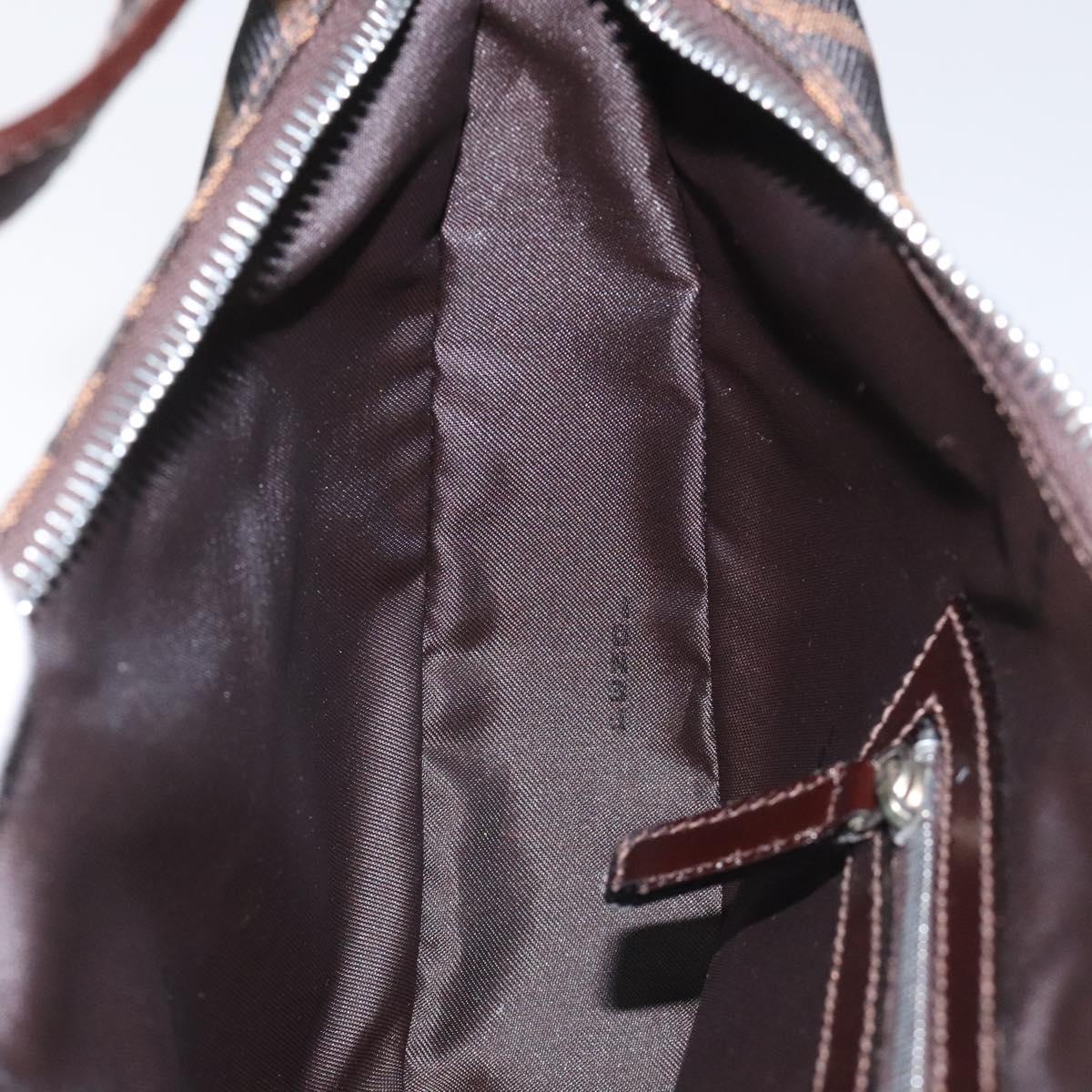 FENDI Zucca Canvas Croissant Shoulder Bag Black Brown yk17081A
