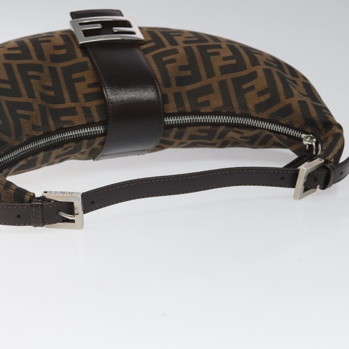 FENDI Zucca Canvas Croissant Shoulder Bag Black Brown yk17081A
