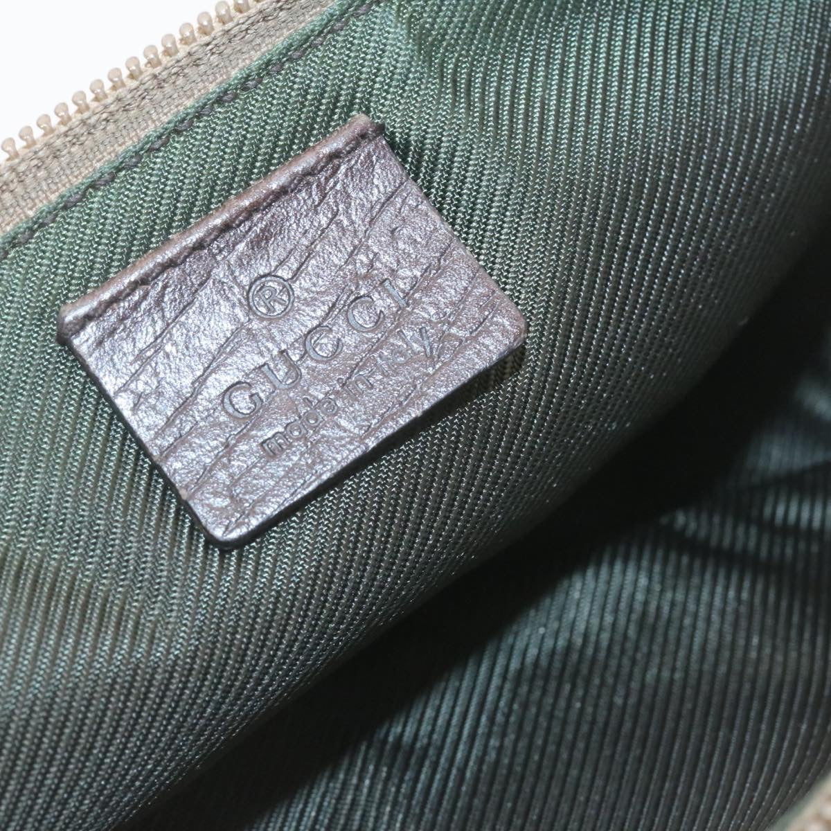 GUCCI Web Sherry Line GG Canvas hand Pouch Beige Red Green yk1727