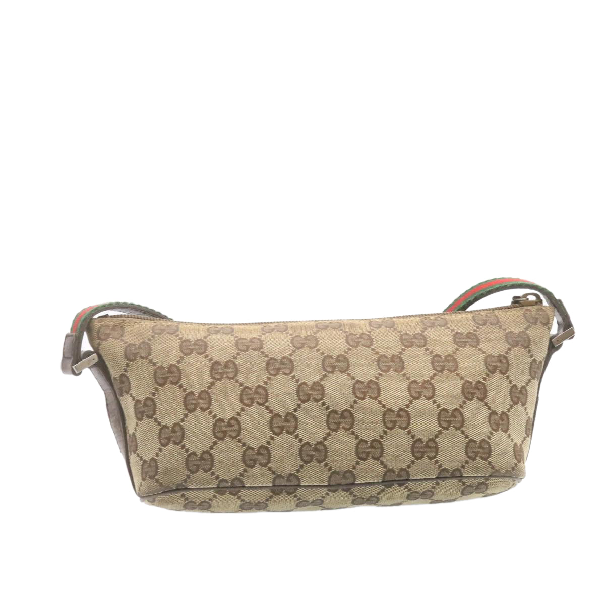 GUCCI Web Sherry Line GG Canvas hand Pouch Beige Red Green yk1727