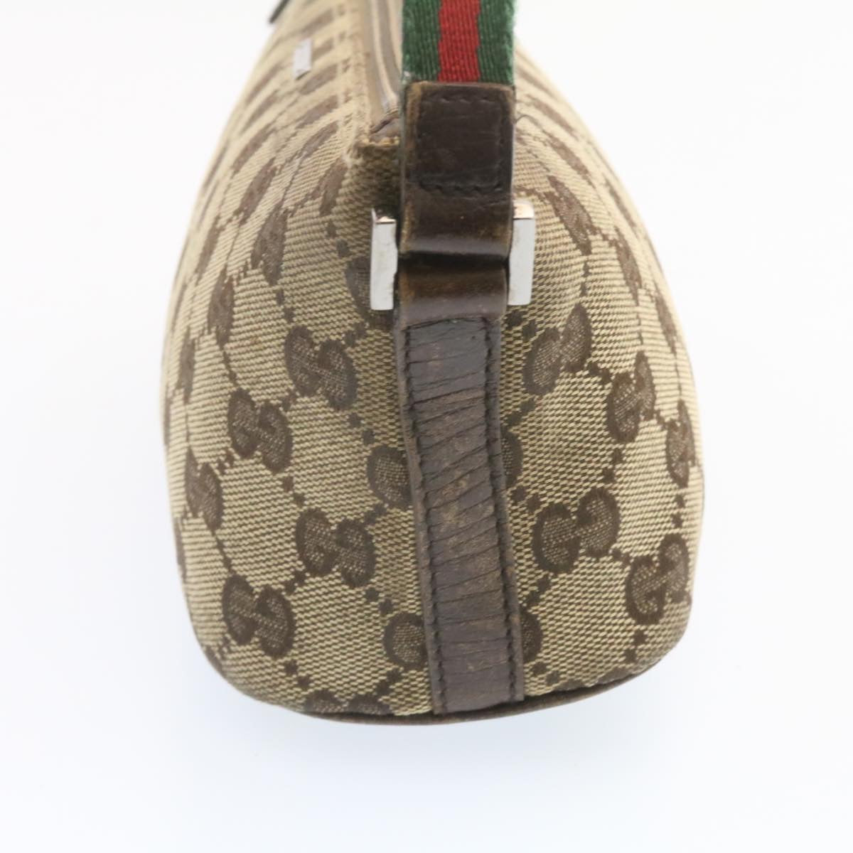 GUCCI Web Sherry Line GG Canvas hand Pouch Beige Red Green yk1727