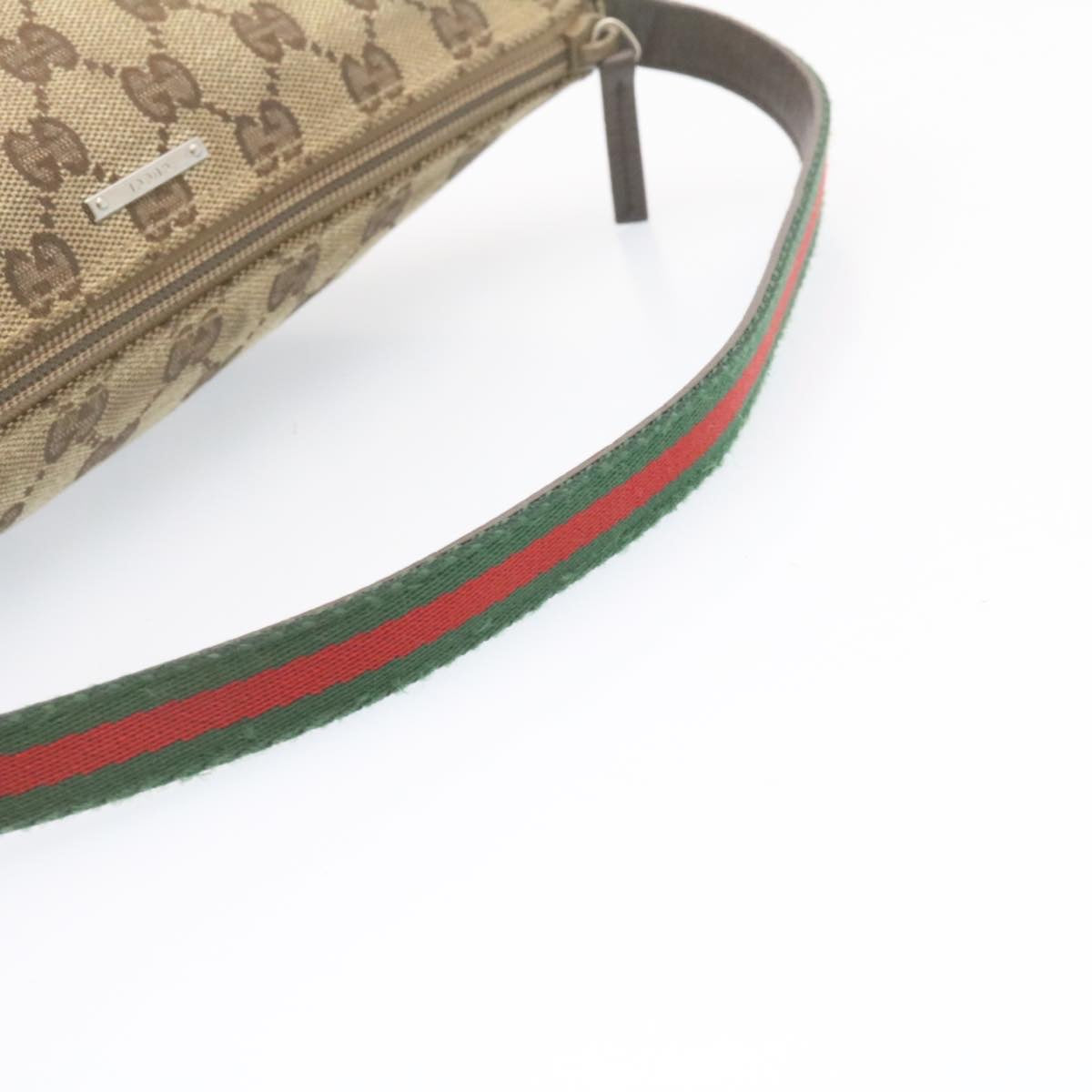 GUCCI Web Sherry Line GG Canvas hand Pouch Beige Red Green yk1727