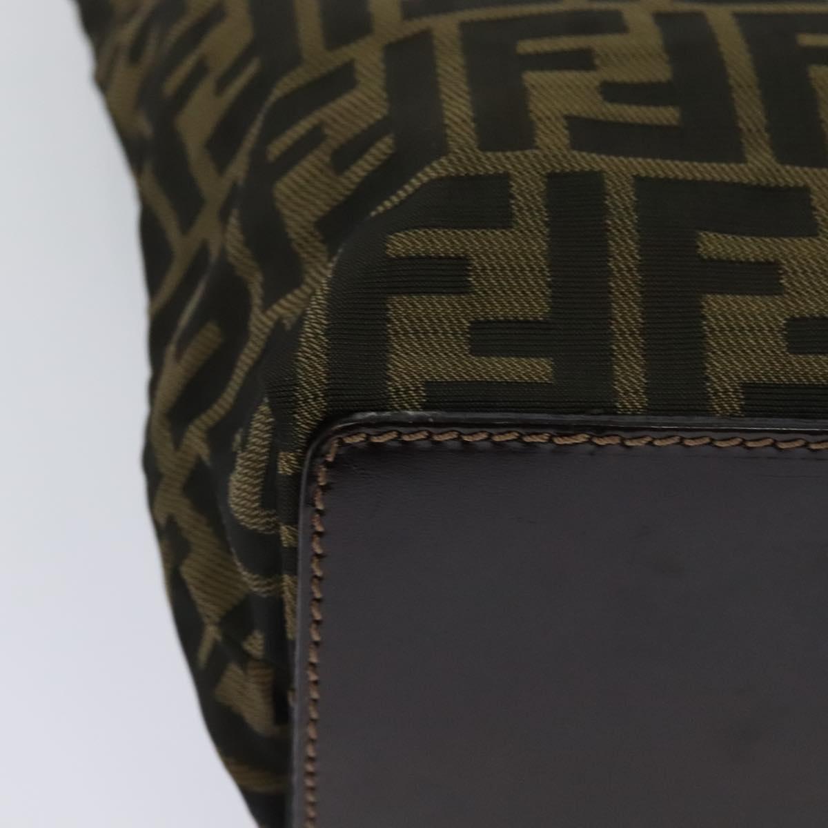 FENDI Zucca Canvas Hand Bag Brown Black yk17350