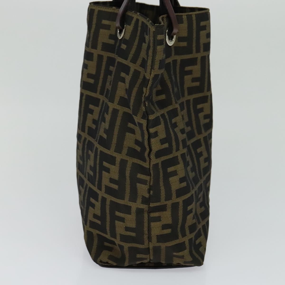FENDI Zucca Canvas Hand Bag Brown Black yk17350