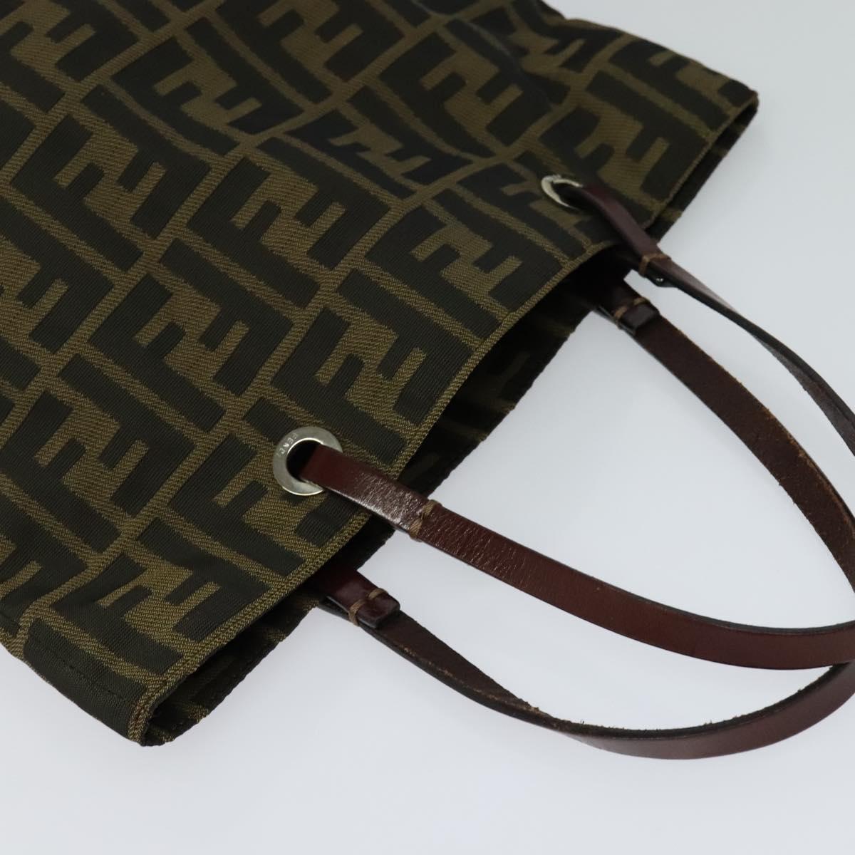 FENDI Zucca Canvas Hand Bag Brown Black yk17350