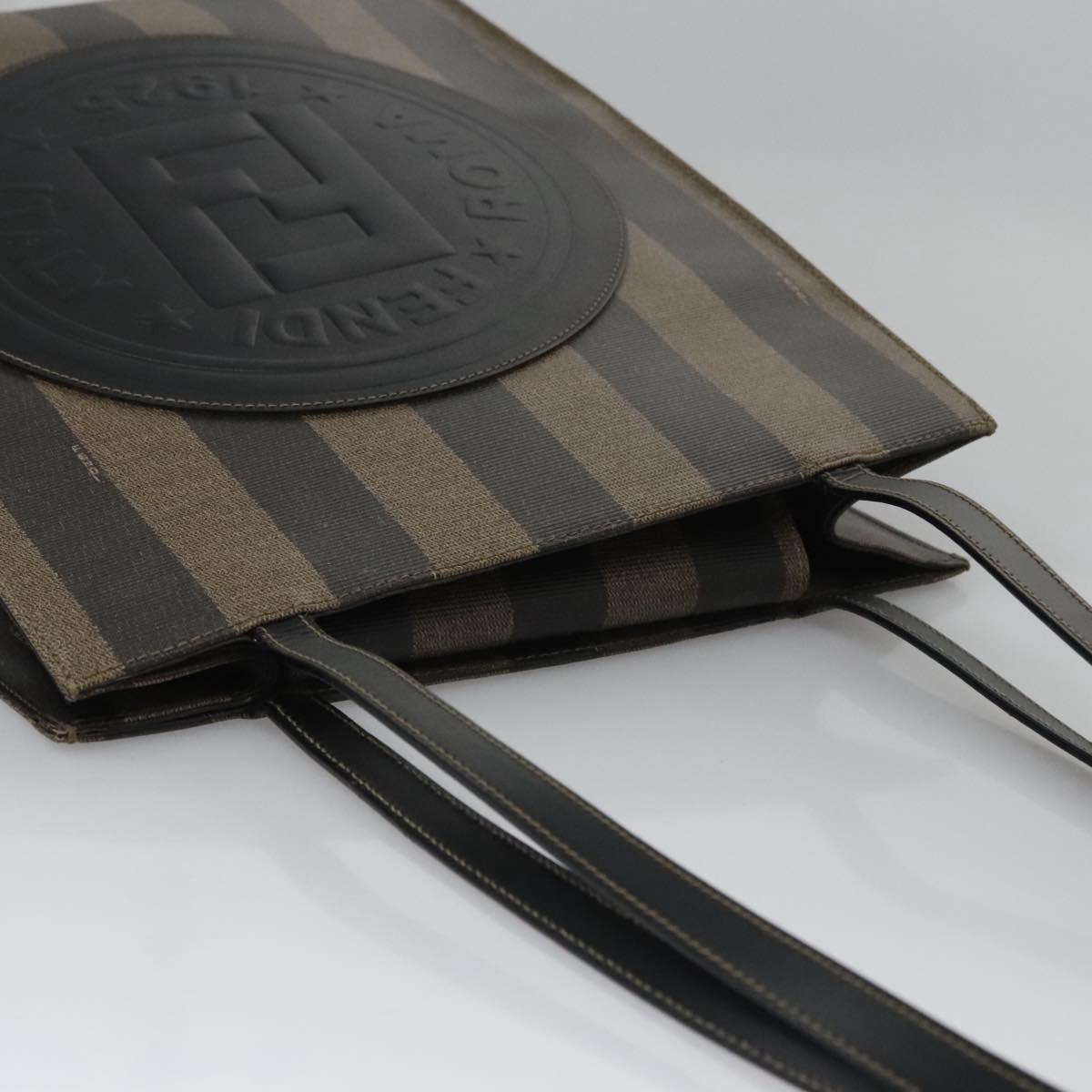 FENDI Pecan Canvas Tote Bag Brown Black yk17395