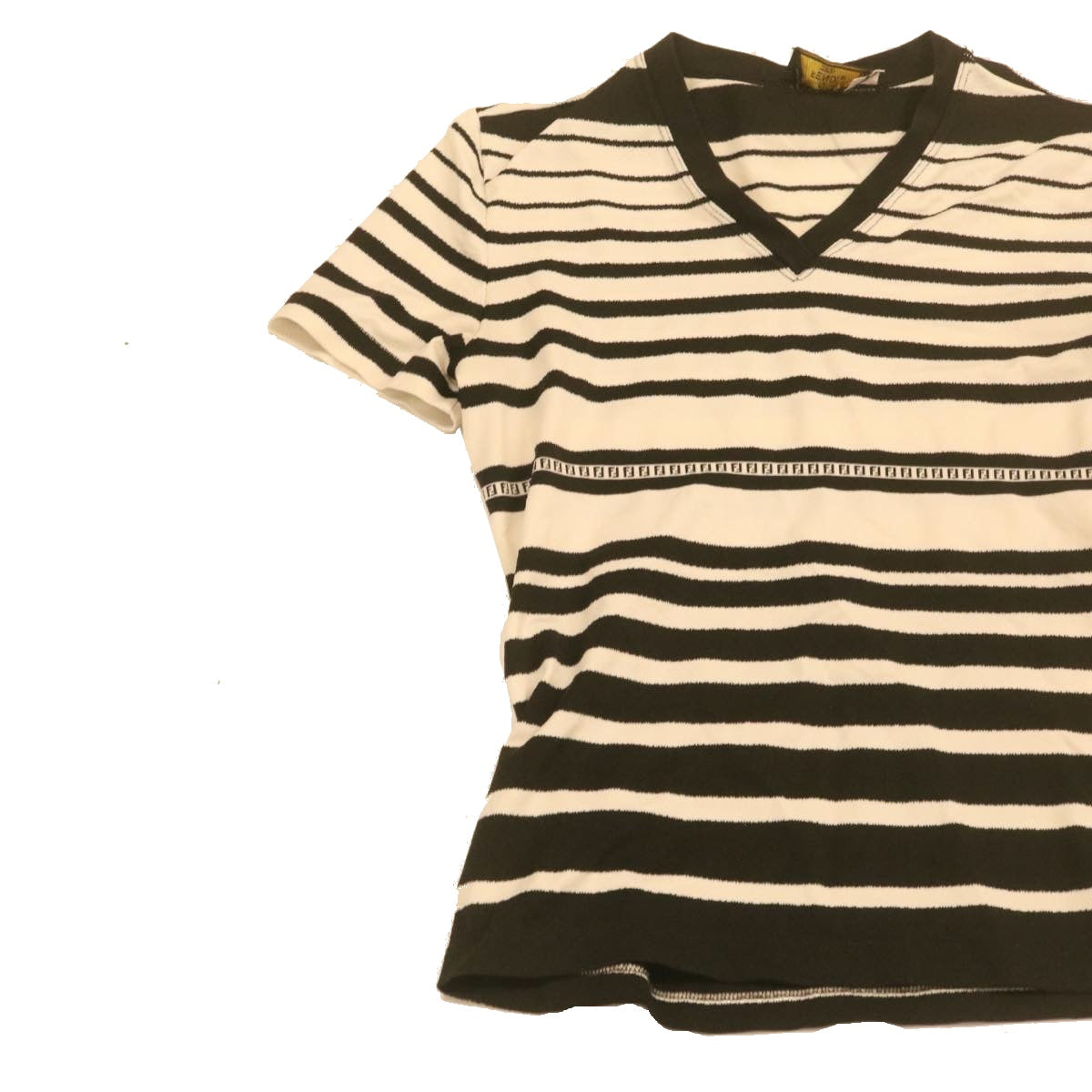 FENDI Stripe Short sleeve T-shirt Nylon Black White yk2188