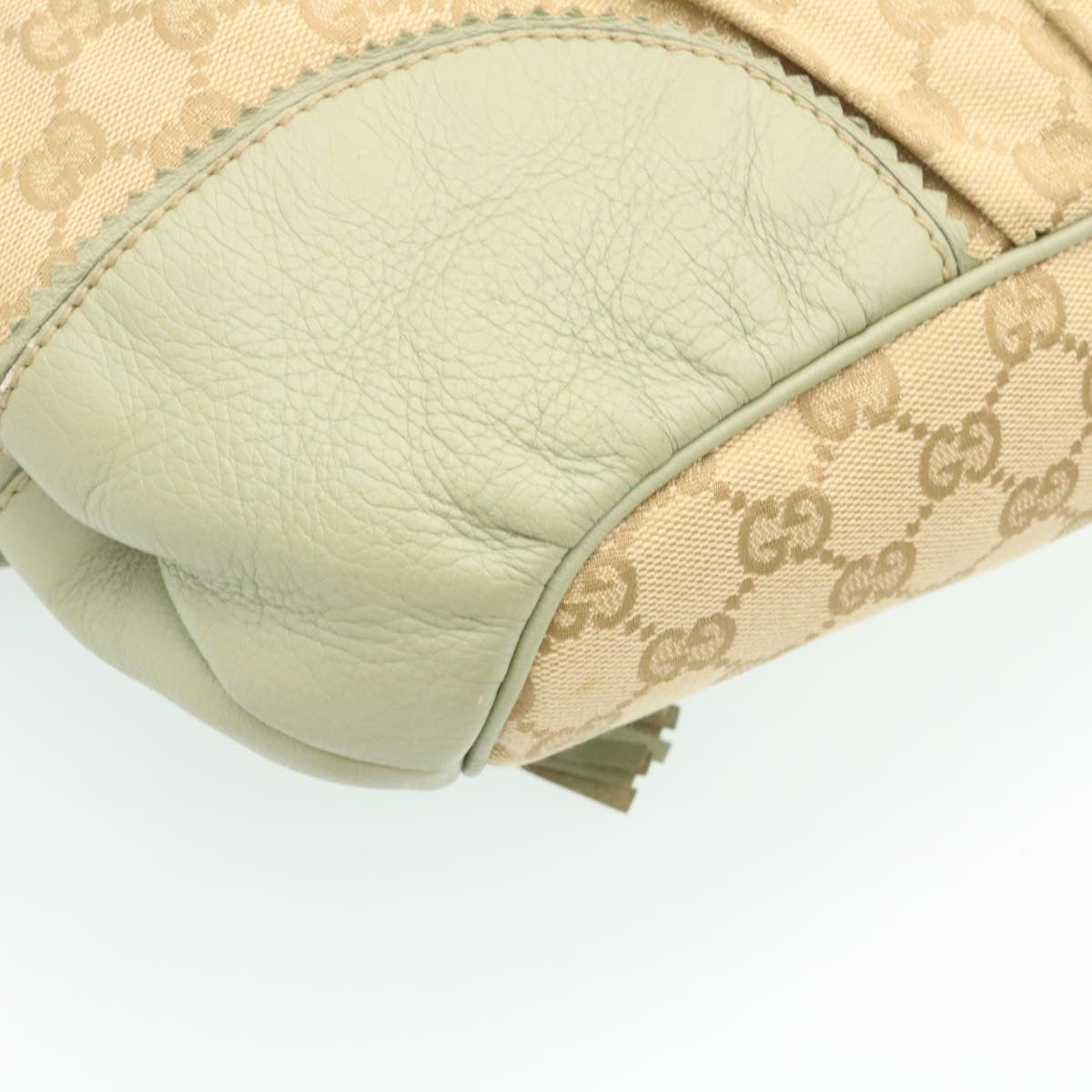 GUCCI GG Canvas Fringe Hand Bag Canvas Beige yk3150