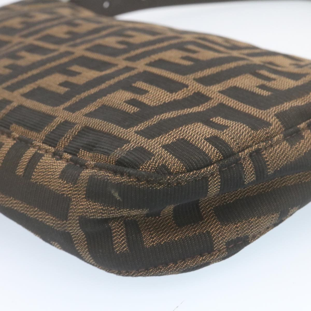 FENDI Zucca Canvas Mamma Baguette Shoulder Bag Brown Black yk3888A