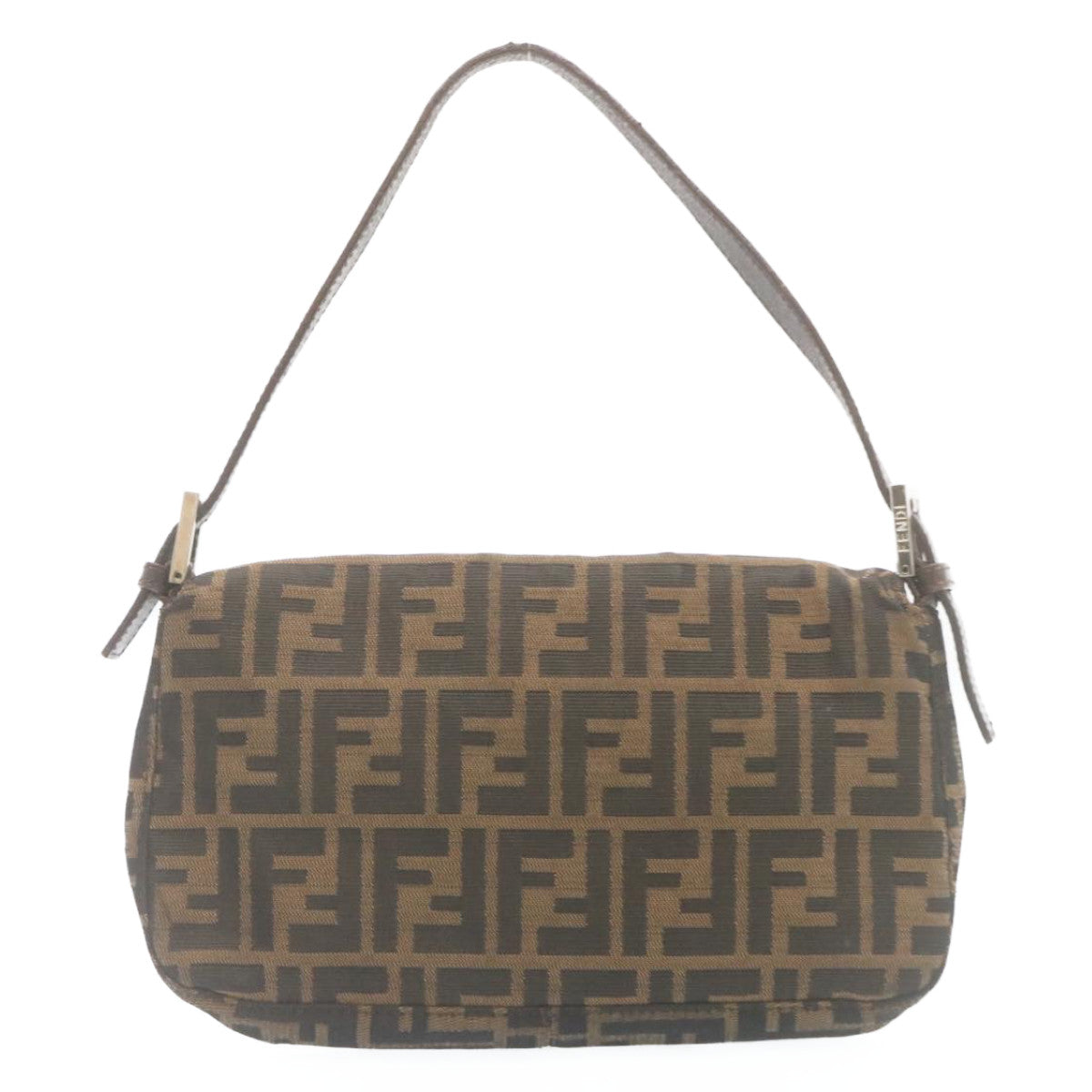 FENDI Zucca Canvas Mamma Baguette Shoulder Bag Brown Black yk3888A