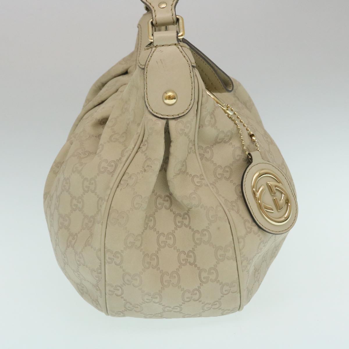 GUCCI Guccissima Shoulder Bag Leather White yk4024
