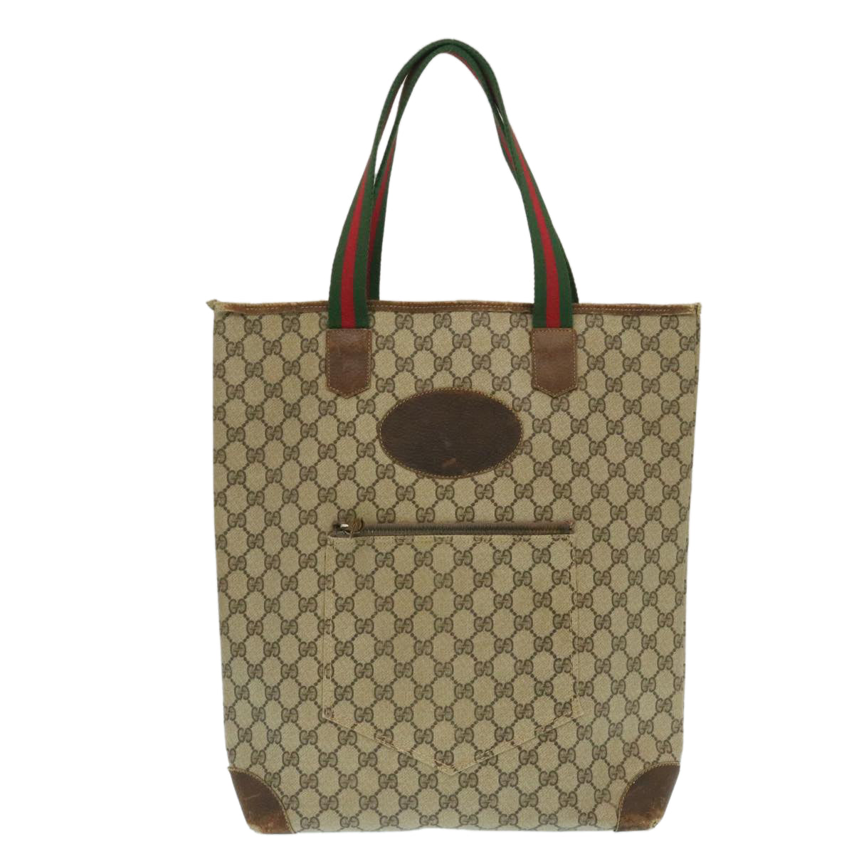 GUCCI Web Sherry Line GG Canvas Tote Bag Beige Red Green yk4045