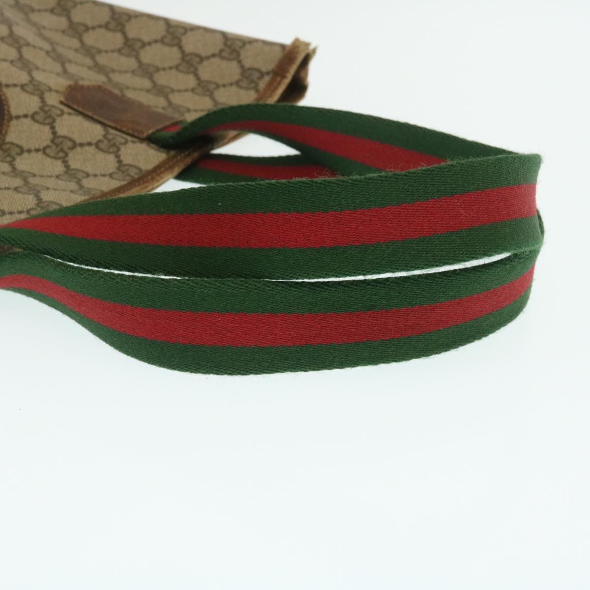 GUCCI Web Sherry Line GG Canvas Tote Bag Beige Red Green yk4045